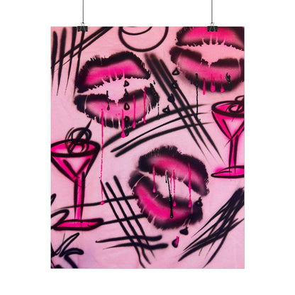 "glossy pout" airbrush rolled print
