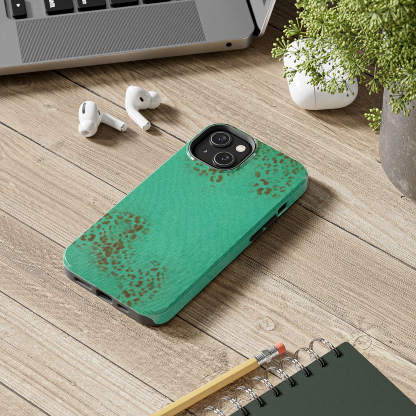 "teal cheetah" airbrush iPhone case