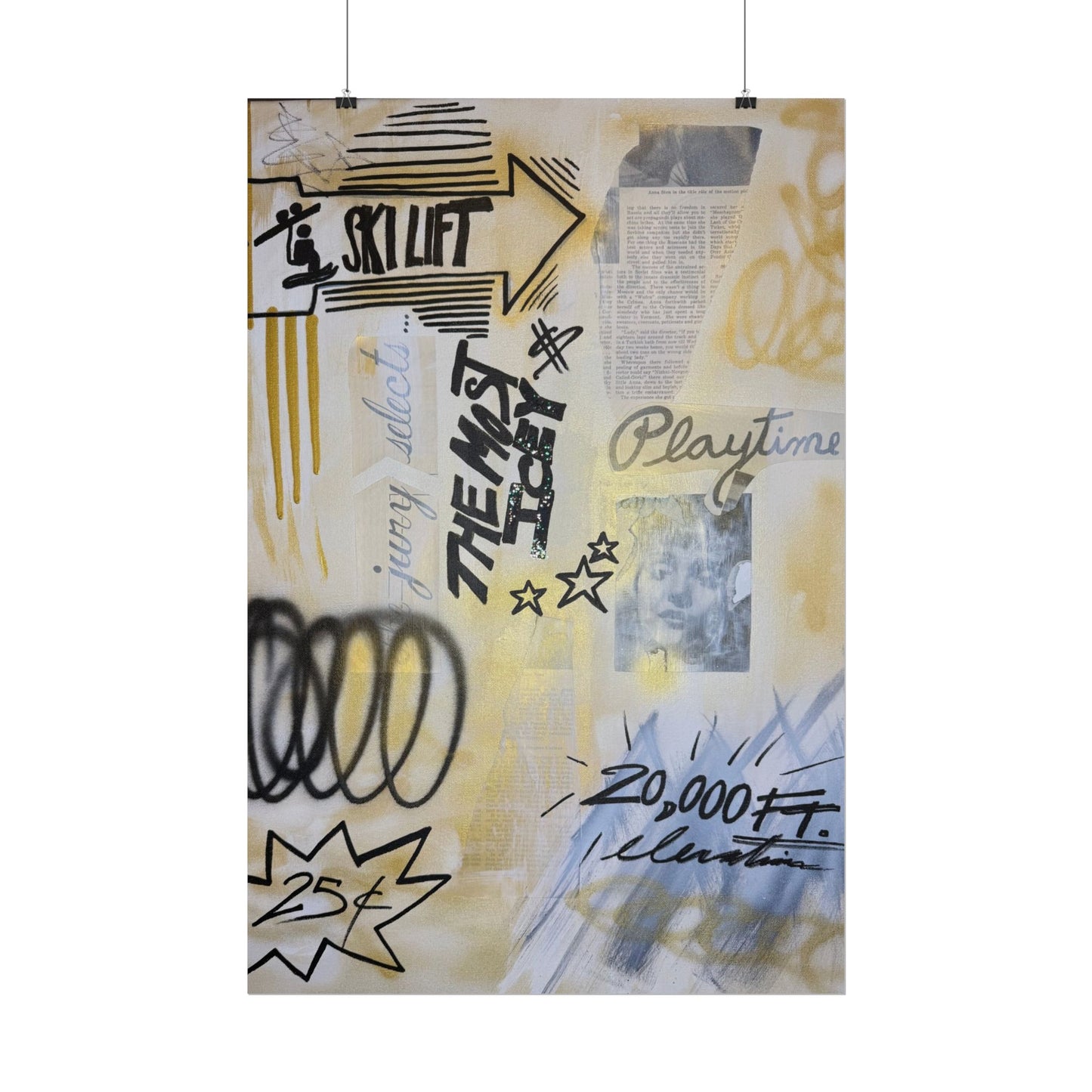 "golden glacier" airbrush rolled print