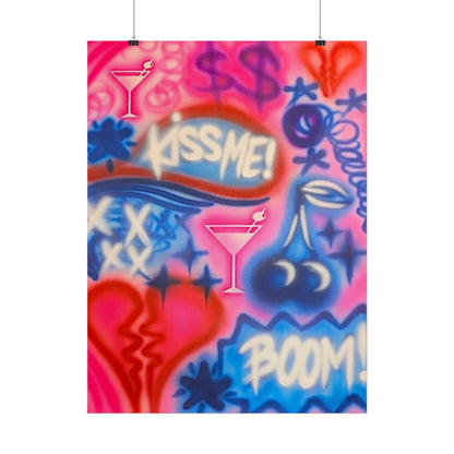 "kiss me pt. 2" airbrush rolled print