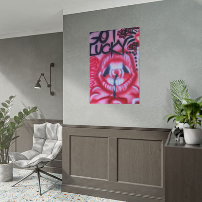 "be happy go lucky" airbrush rolled print