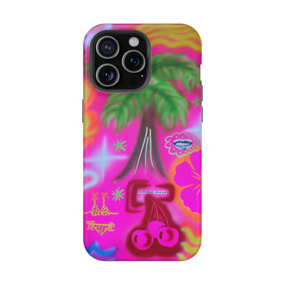 MagSafe "neon pink palms" Airbrush iPhone-Hülle