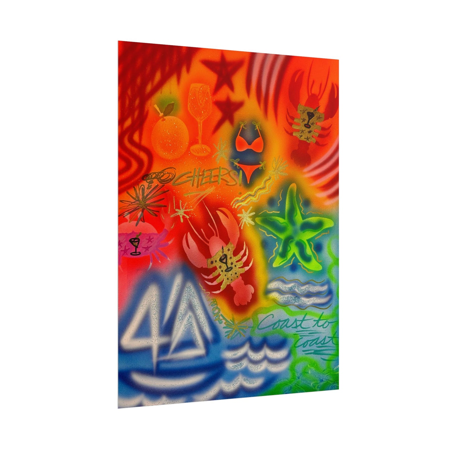 "tipsy lobster" airbrush rolled print
