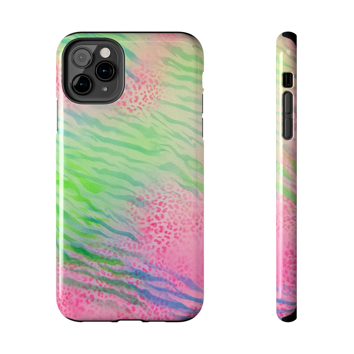 teal tiger x cheetah airbrush iPhone case