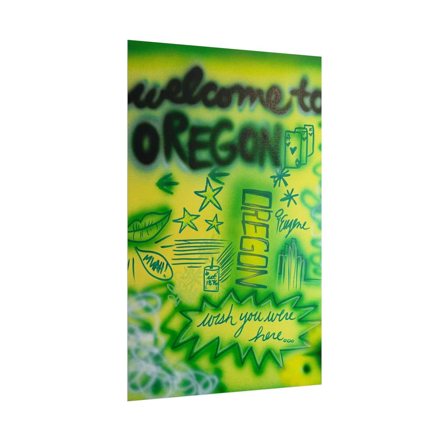 "oregon" airbrush rolled print