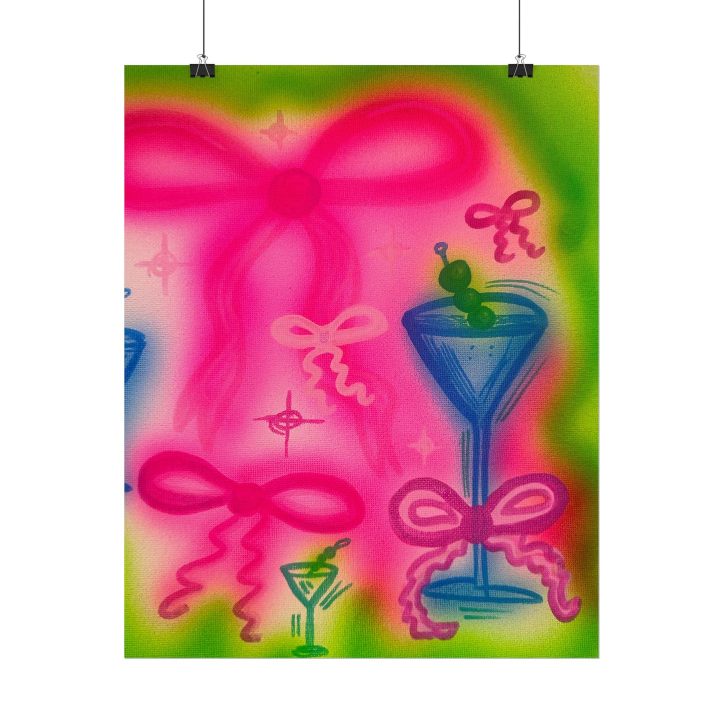 "bow martini" airbrush rolled print