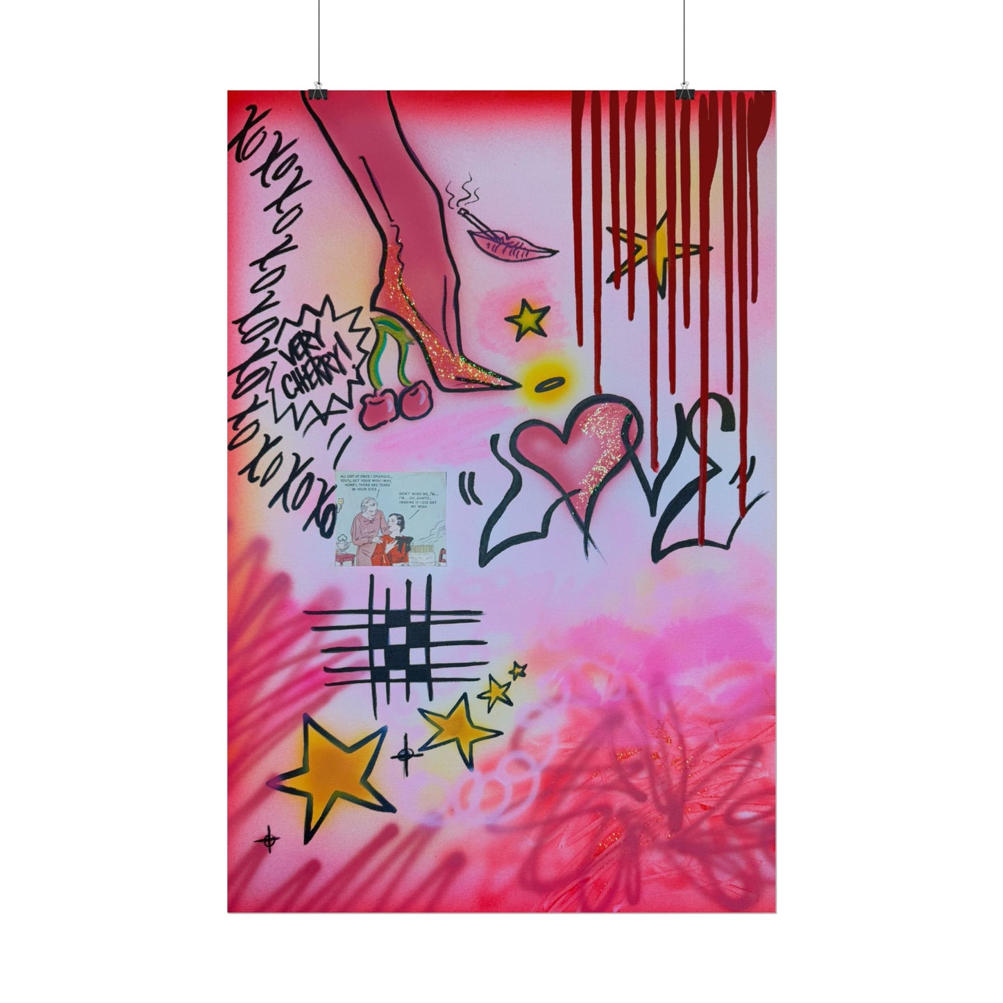 "cherry luvr" airbrush rolled print