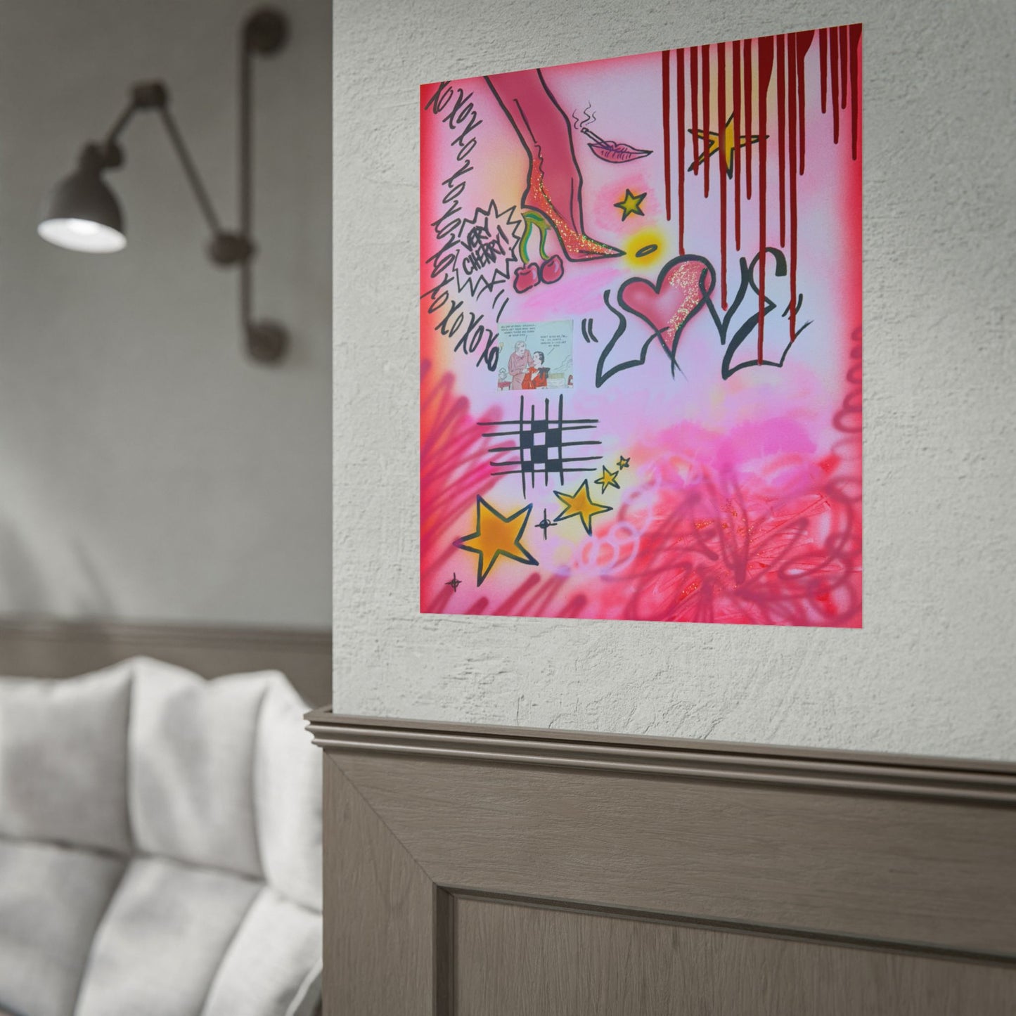 "cherry luvr" airbrush rolled print