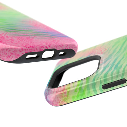 MagSafe "teal cheetah" airbrush iPhone case