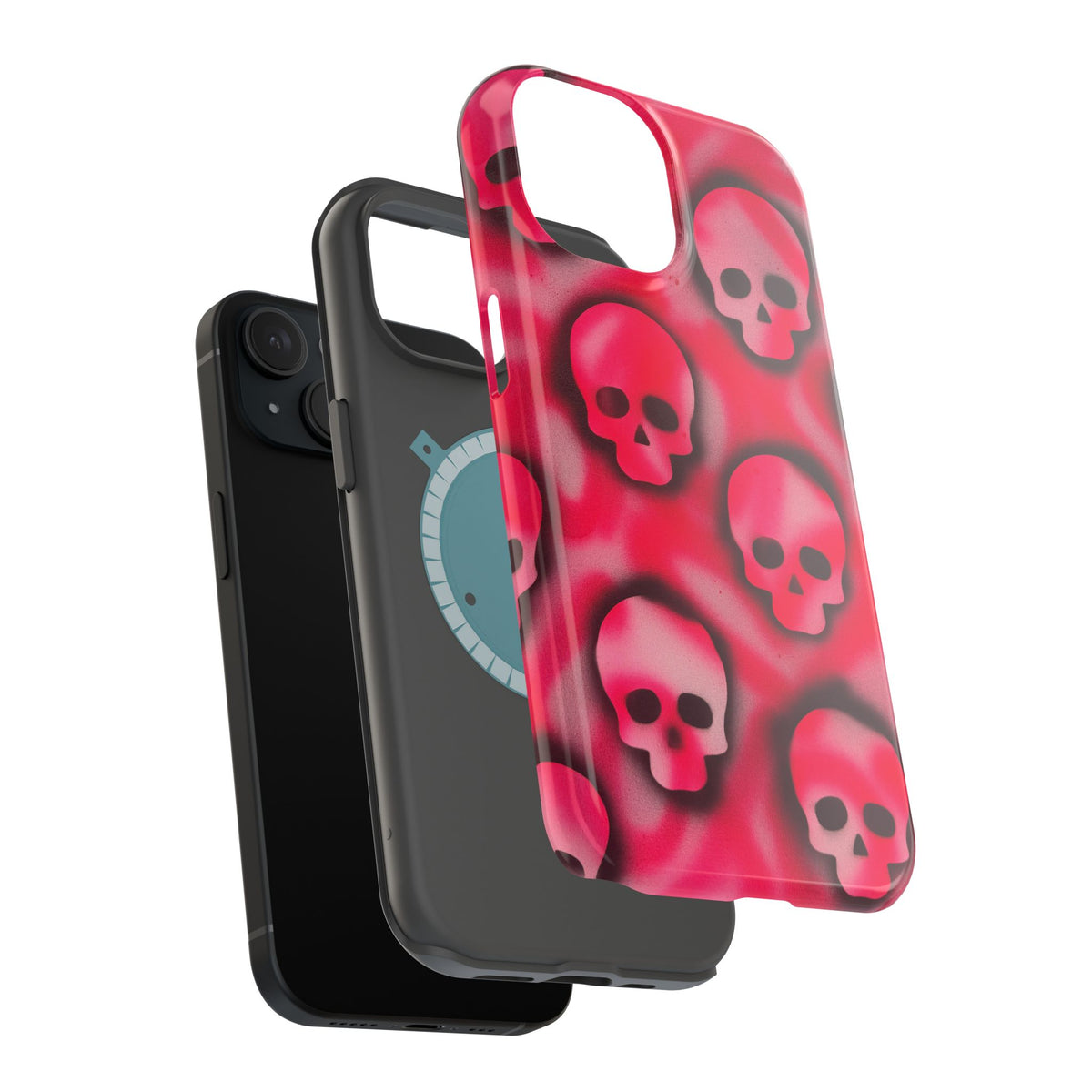 MagSafe "pink skully" airbrush iPhone case