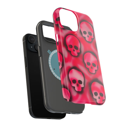 MagSafe "pink skully" airbrush iPhone case
