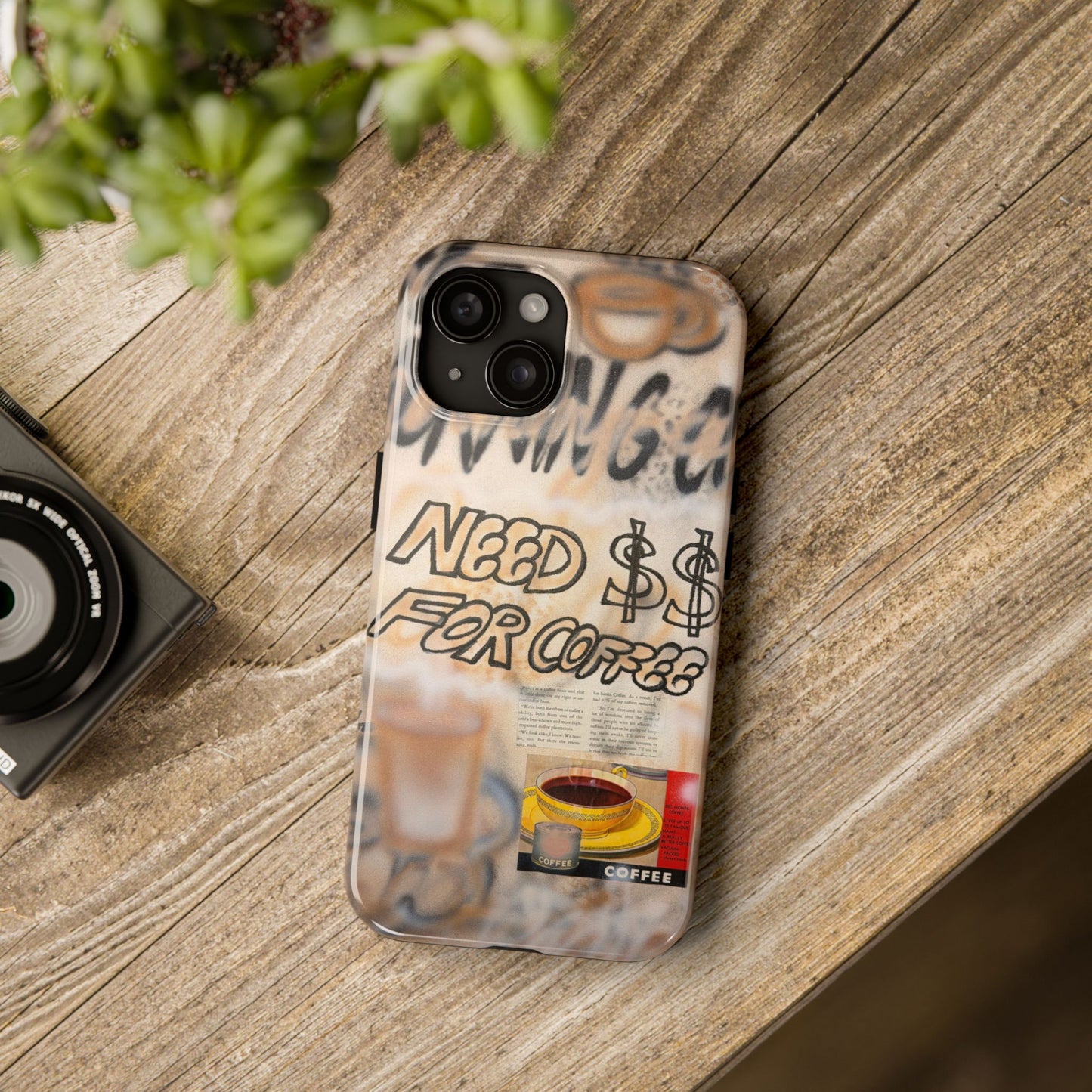 "need $$ for coffee" airbrush iPhone case