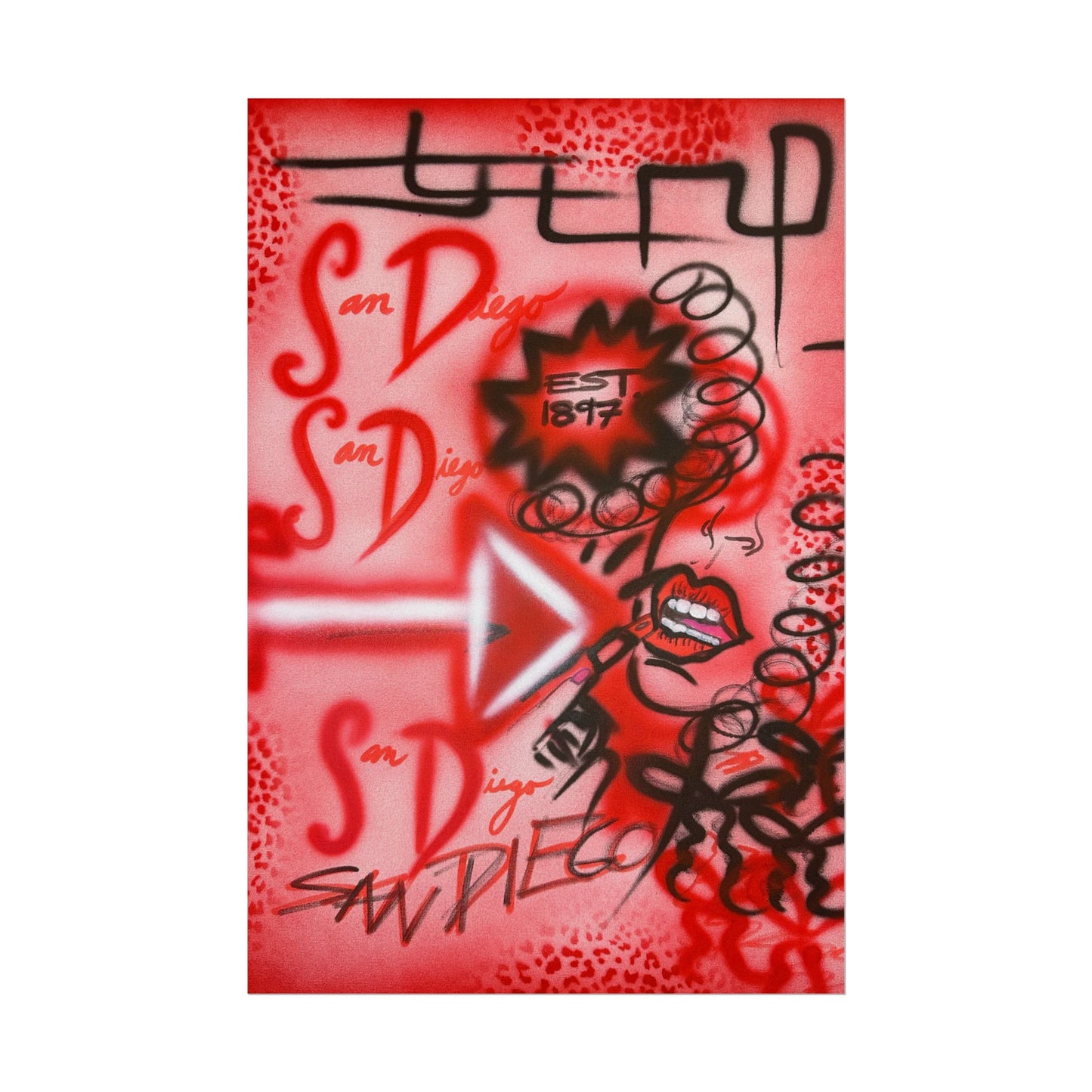 "san diego" airbrush rolled print