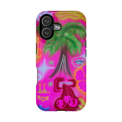 MagSafe "neon pink palms" Airbrush iPhone-Hülle