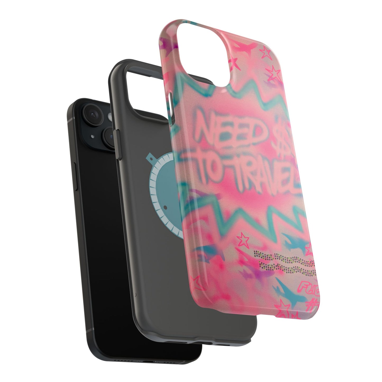 MagSafe "need $$ to travel" airbrush iPhone case