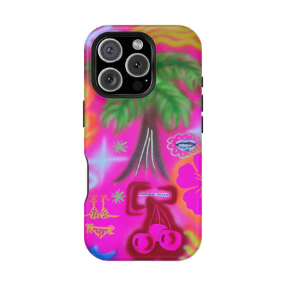 MagSafe "neon pink palms" Airbrush iPhone-Hülle