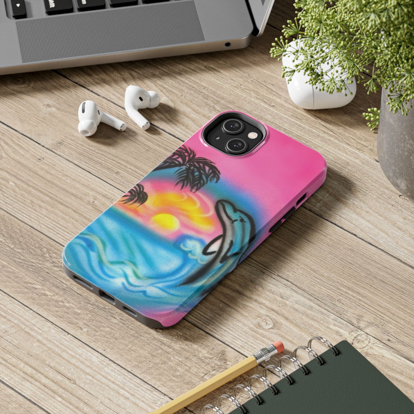 "dolphin love" airbrush iPhone case