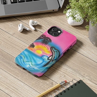 "dolphin love" airbrush iPhone case