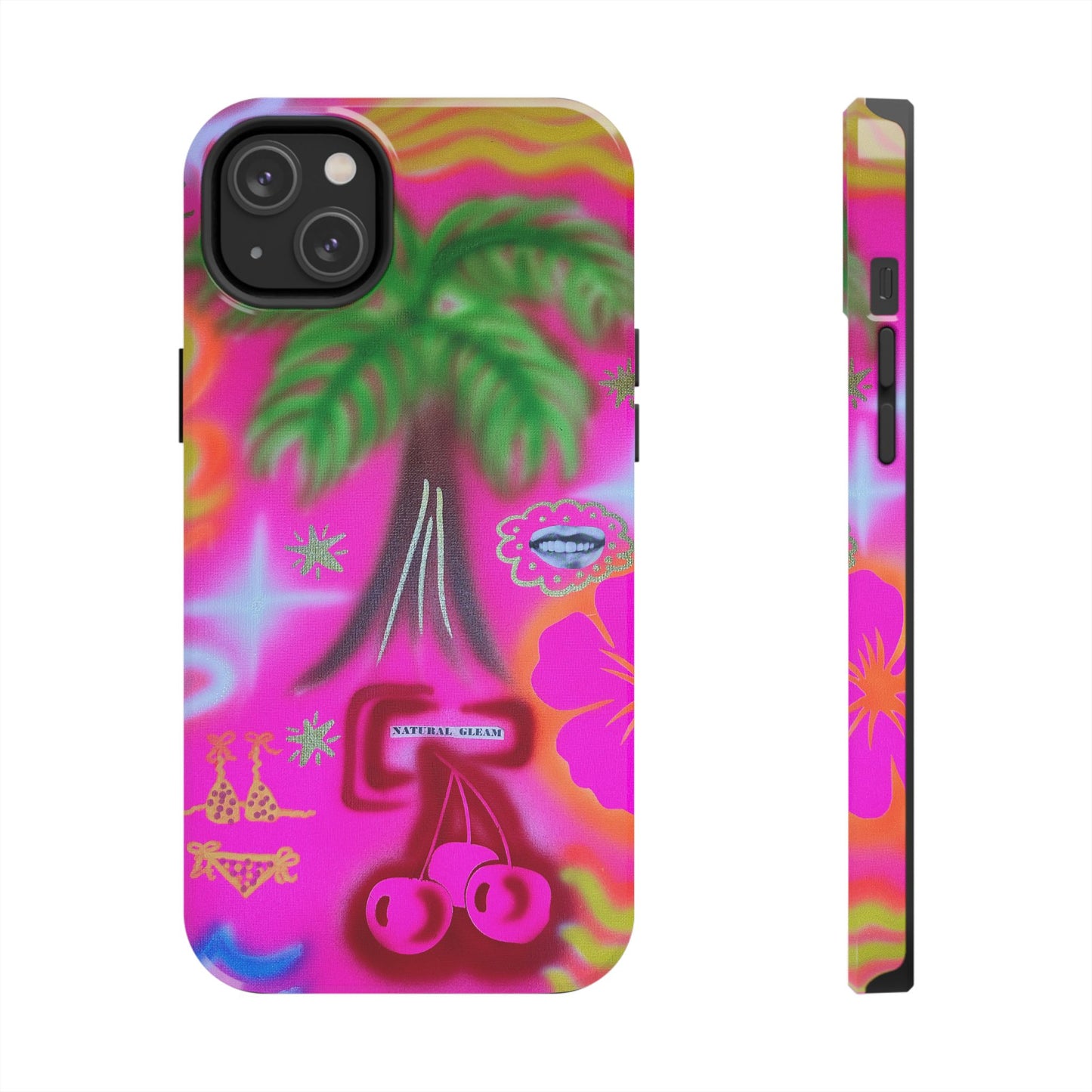 "neon pink palms" airbrush iPhone case