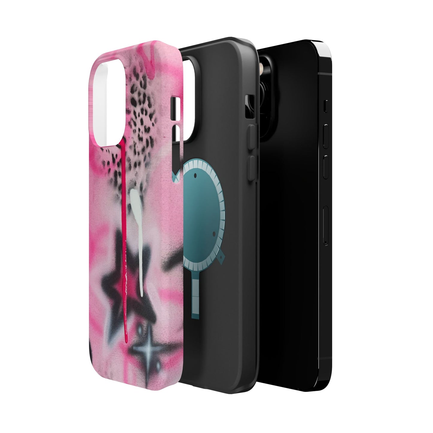 MagSafe "pink cheetah" airbrush iPhone case