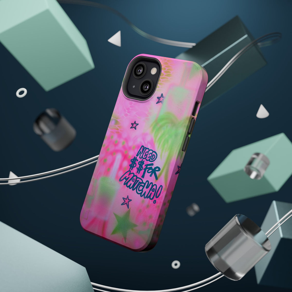 MagSafe "need $$ for matcha" airbrush iPhone case