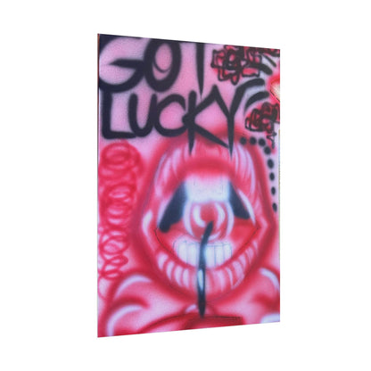 "be happy go lucky" airbrush rolled print
