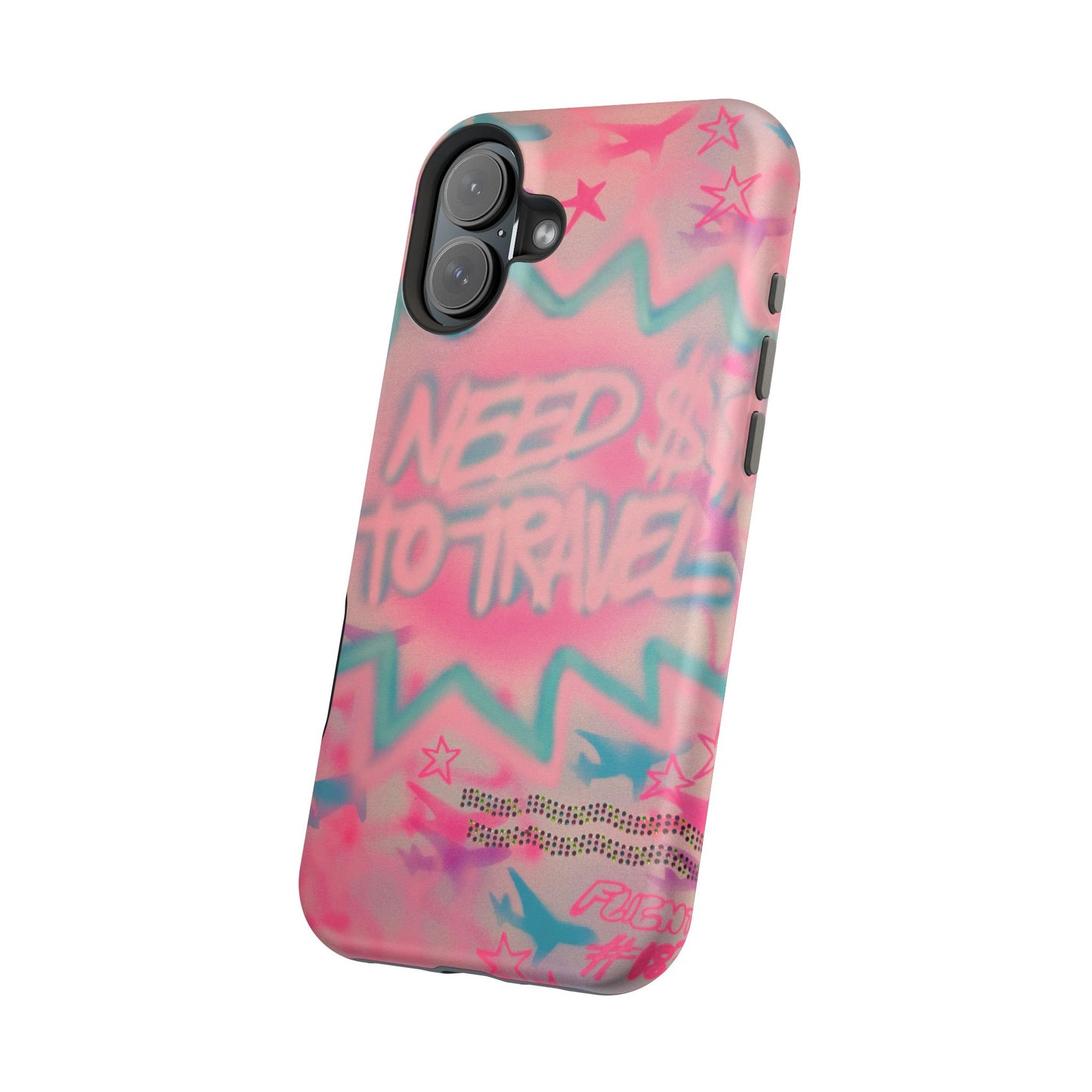 MagSafe "need $$ to travel" airbrush iPhone case
