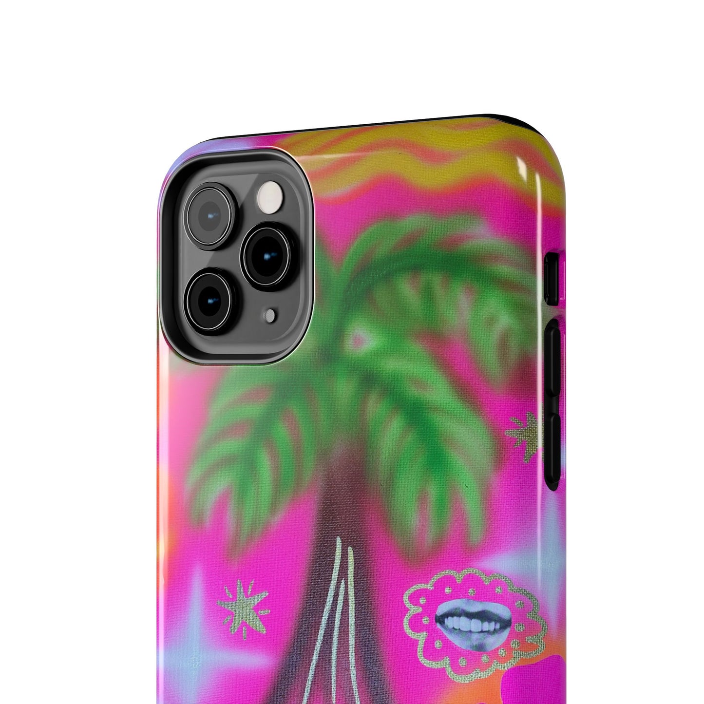 "neon pink palms" airbrush iPhone case