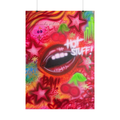 "hot stuff" airbrush rolled print