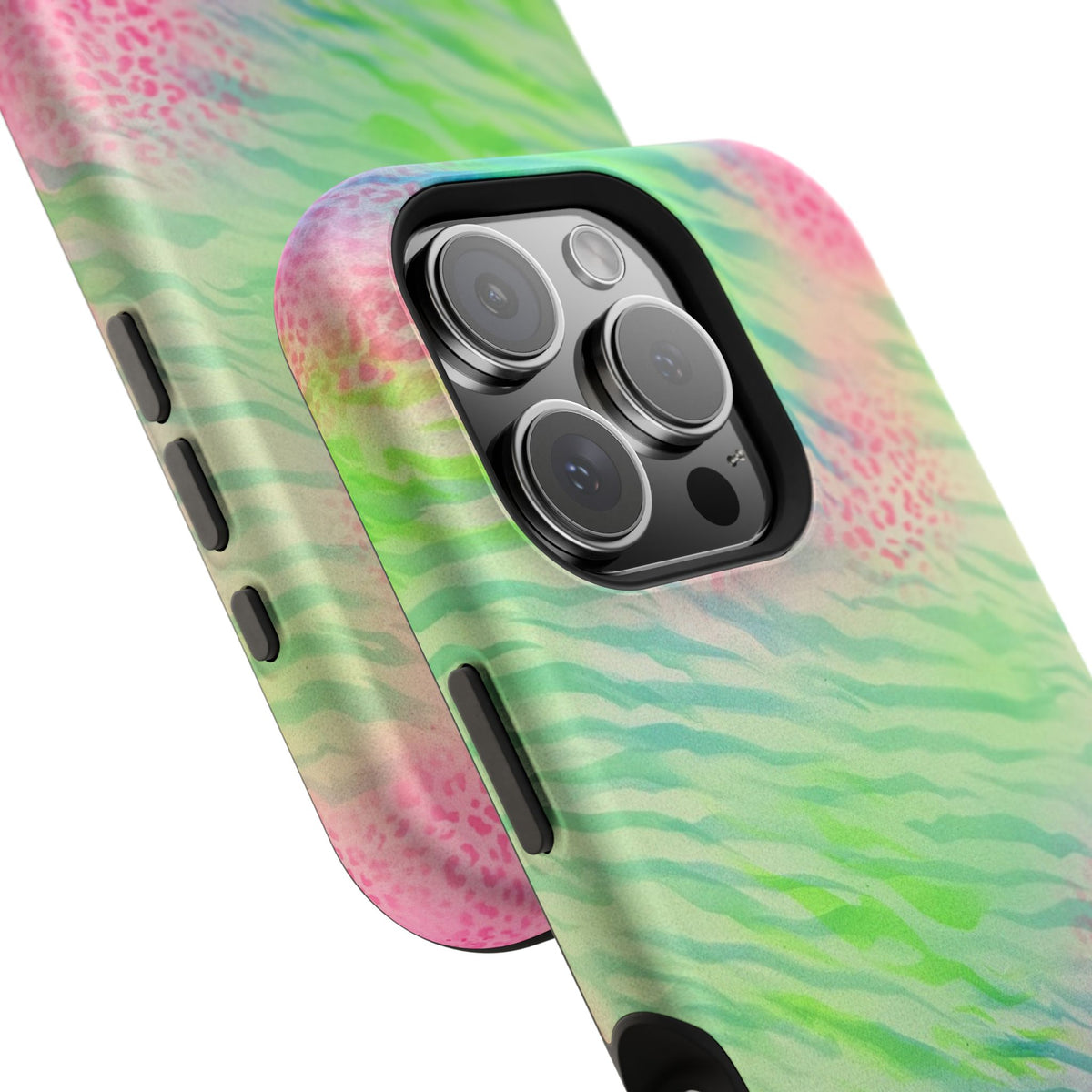 MagSafe "teal cheetah" airbrush iPhone case