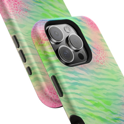 MagSafe "teal cheetah" airbrush iPhone case