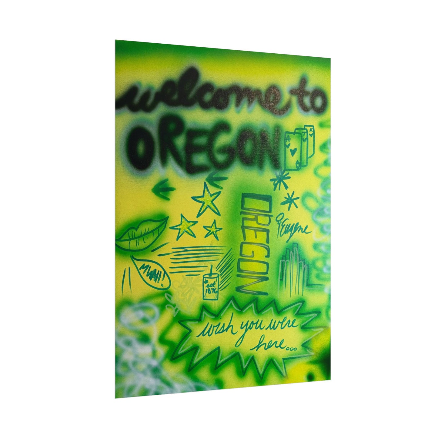 "oregon" airbrush rolled print