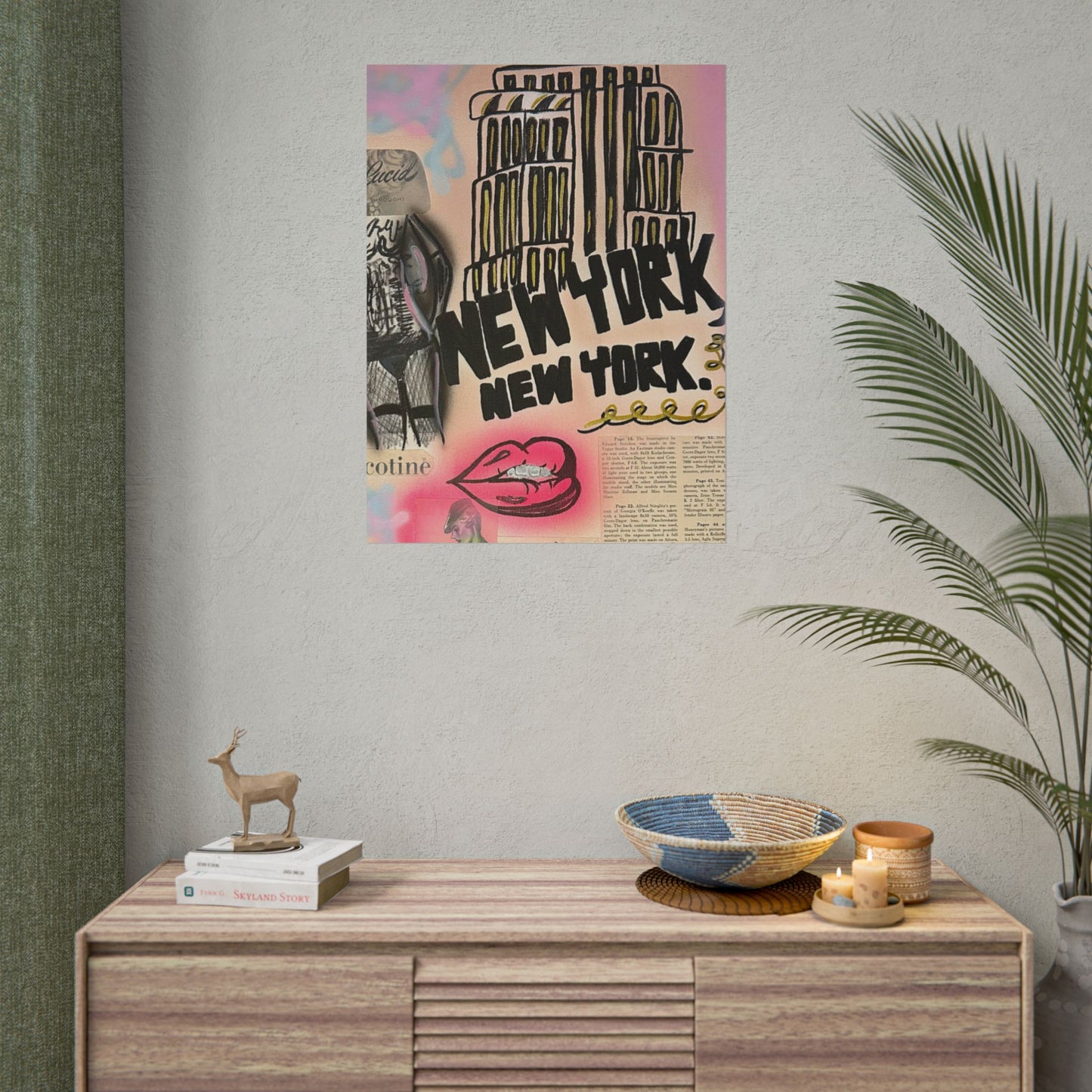 "new york, new york" airbrush rolled print