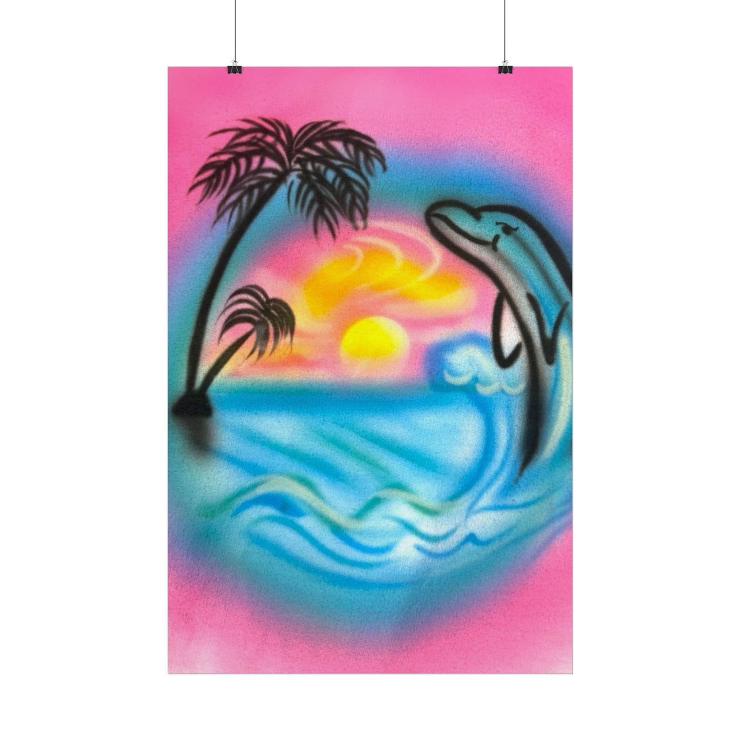 "dolphin love" airbrush rolled print