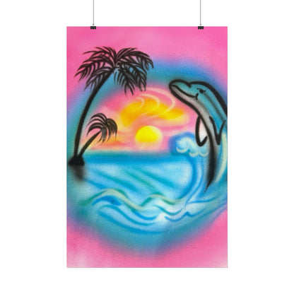 "dolphin love" airbrush rolled print