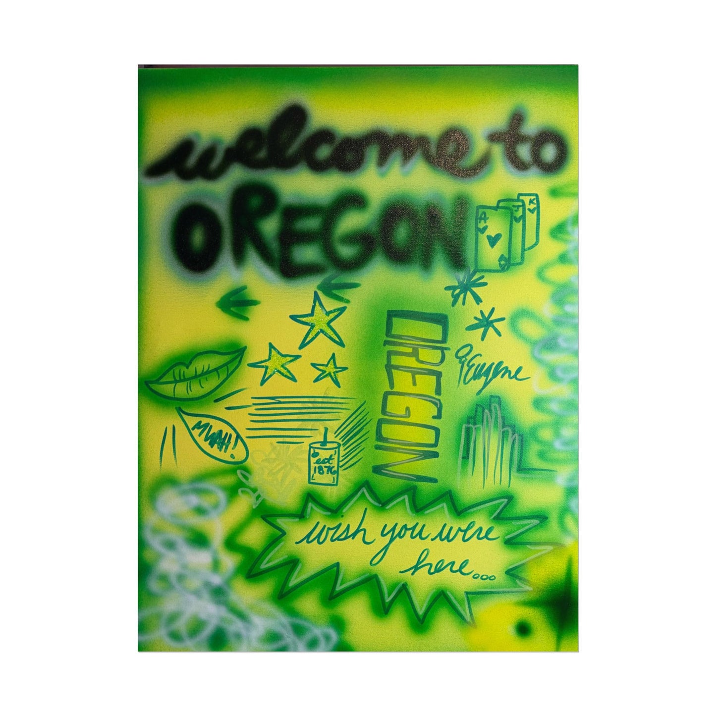 "oregon" airbrush rolled print