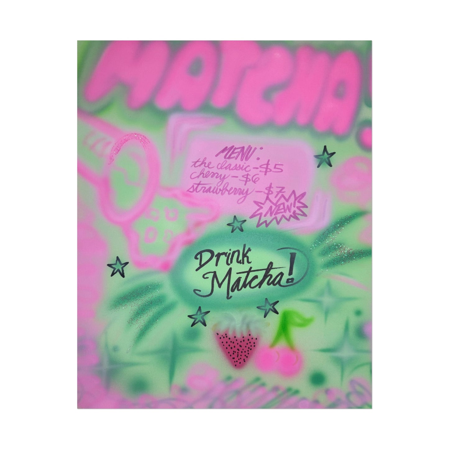 "matcha!" airbrush rolled print