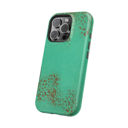 MagSafe "teal cheetah" airbrush iPhone case