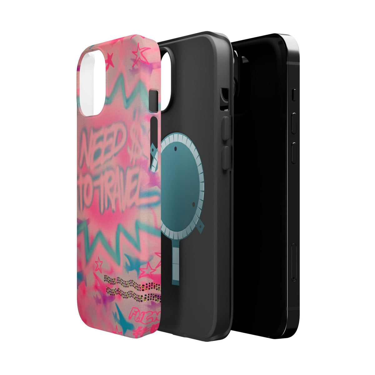 MagSafe "need $$ to travel" airbrush iPhone case