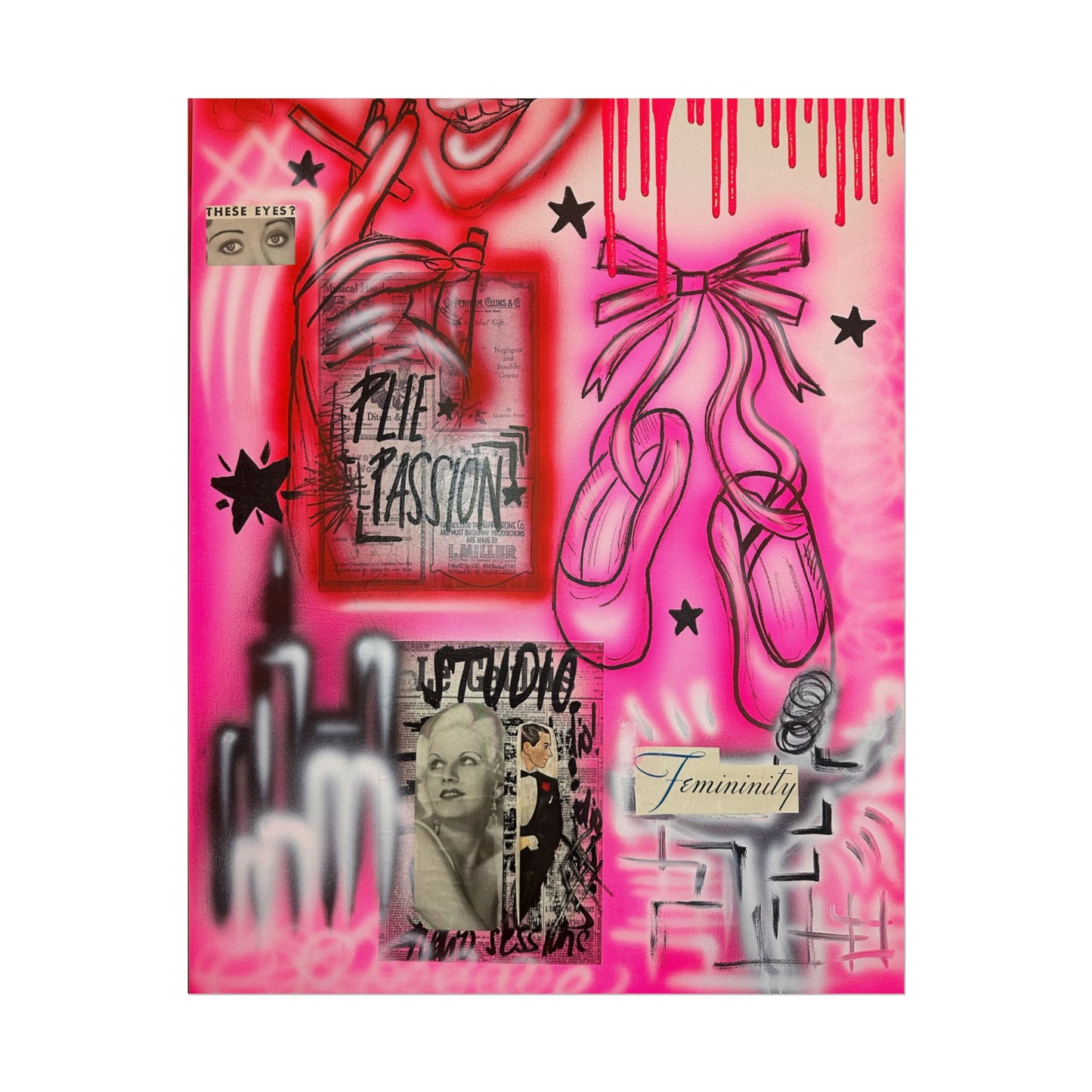 "plié passion" airbrush rolled print