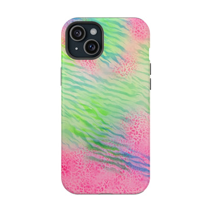 MagSafe "teal cheetah" airbrush iPhone case