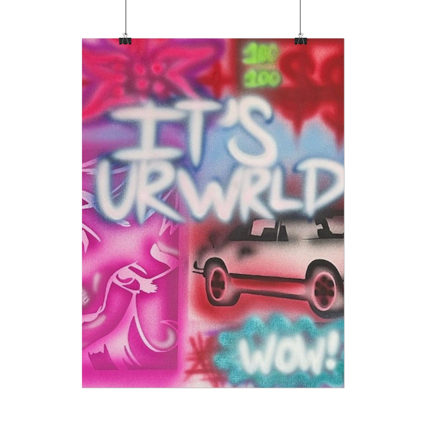 "it's ur WRLD" airbrush rolled print
