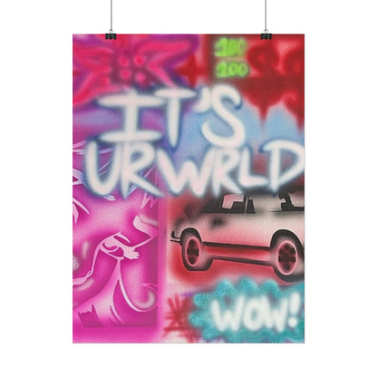 "it's ur WRLD" airbrush rolled print