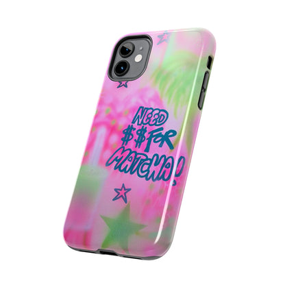 "need $$ for matcha" airbrush iPhone case