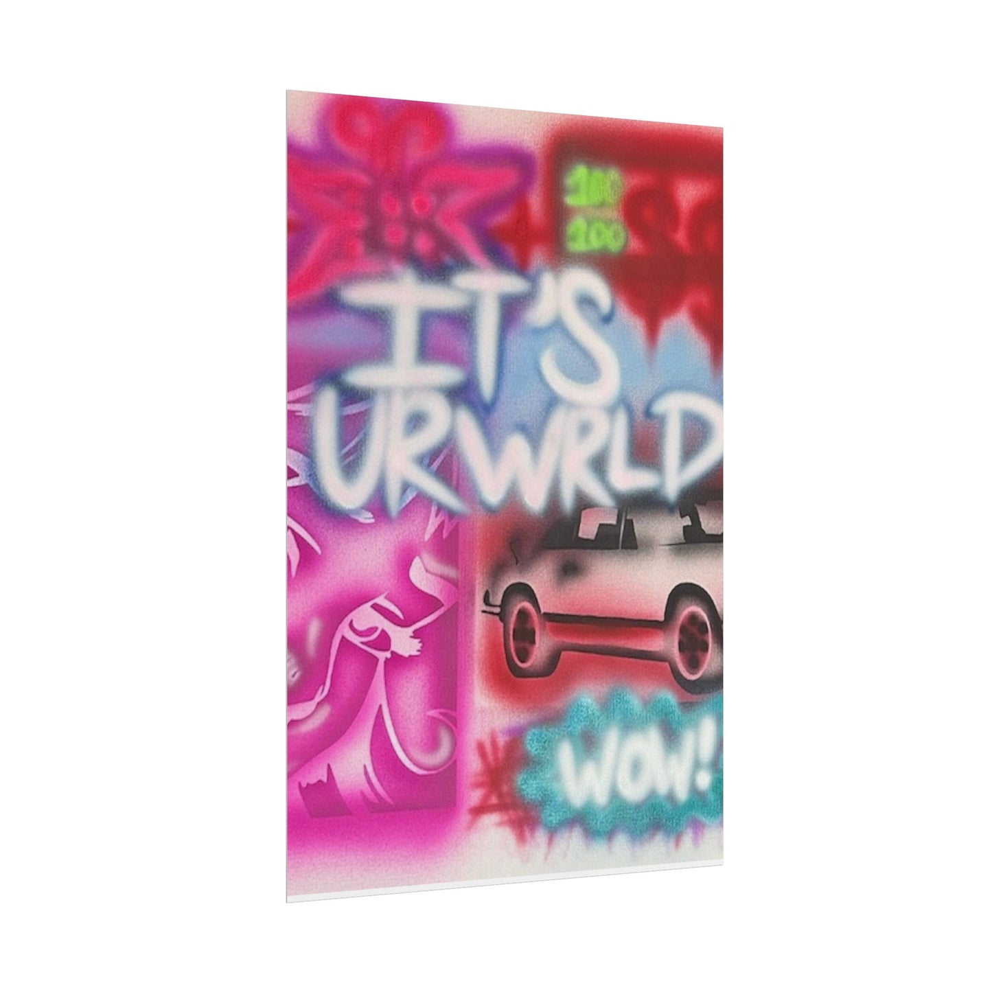 "it's ur WRLD" airbrush rolled print