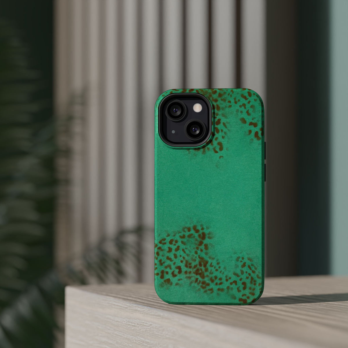 MagSafe "teal cheetah" airbrush iPhone case