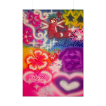 "luck & luv" airbrush rolled print