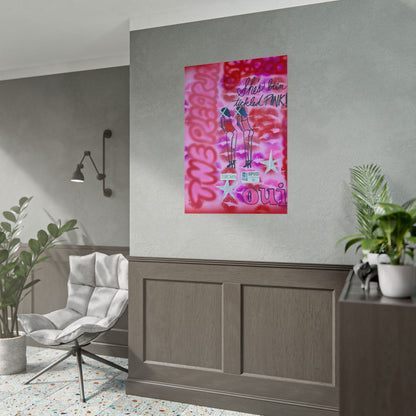 "tickled pink" airbrush rolled print