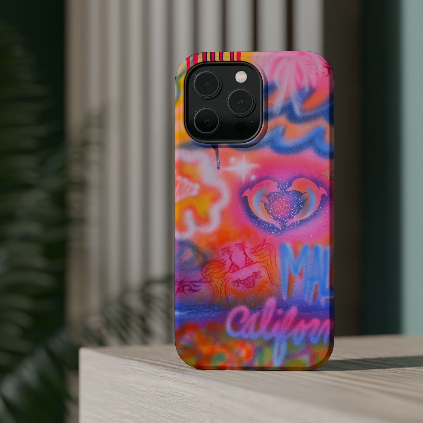 "mornings in malibu" MagSafe airbrush iPhone case