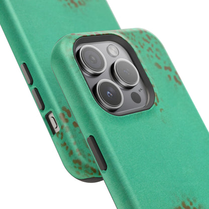 MagSafe "teal cheetah" airbrush iPhone case